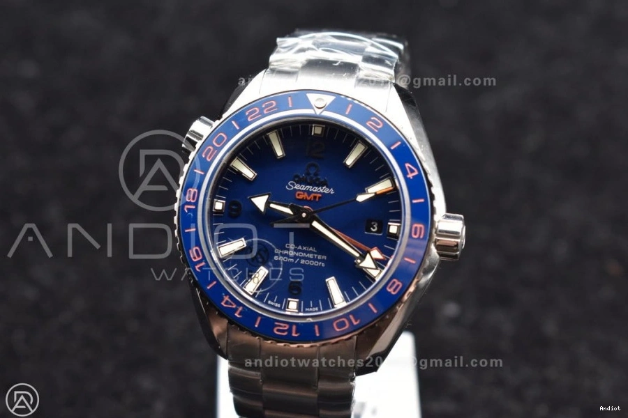 Clone Planet A8605 Super VSF GMT Best Bracelet Edition 1:1 600M Blue SS 43.5mm Blue Co-Axial Dial Bezel Ocean Ceramic on 1227